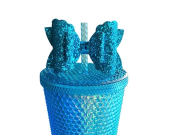 Blue Straw Topper, Straw Bow Topper, Bows for Blue Ombré Studded Tumbler, Stanley Straw Topper, Starbucks Straw Topper, Bows for Tumblers