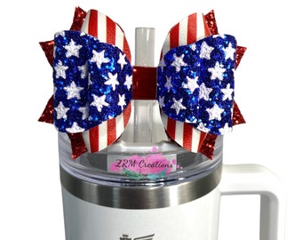 Patriotic Bow Straw Topper, Red Blue White Straw Topper Stanley Cup, Simple Modern Straw Topper, Starbucks Straw Topper, Stanley Charms