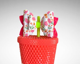 Straw Bow Topper, Chicken Bow Straw Topper, Starbucks Straw Topper, Starbucks Dragon Fruit Studded Tumbler, Bow Straw