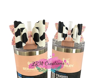 Pink Cow Straw Topper, Straw Topper for Stanley Cup, Bow Straw Topper Stanley, Stanley Tumbler 40oz Nectar, Bow Straw Topper, Starbucks Bow