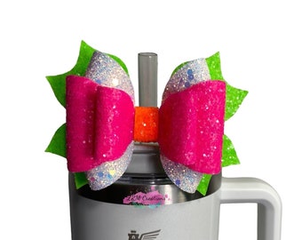 Neon Bow Straw Topper, White Neon Stanley Accessories, Stanley Straw Topper, Bows for Tumbler Cups, Neon Bows for Stanley