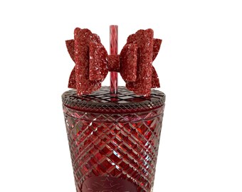 Red Straw Bow Topper, Bow Straw Topper, Bow for Merlot Red Jeweled Tumbler, Stanley Straw Topper, Straw Topper Stanley, Bows for Tumblers