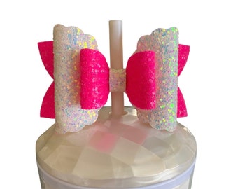 Pink White Straw Toppers, Bow Straw Toppers, Stanley Straw Topper, Straw Toppers for Stanley Cups, Starbucks Straw Topper, Bows for Tumblers