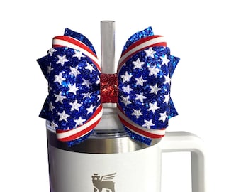 Stanley 4th of July Bow Straw Topper, Stanley Red Blue White Straw Topper Stanley Cup, Simple Modern Straw Topper, Starbucks Straw Topper