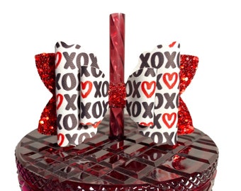 Straw Topper Valentines, Bow Straw Topper, Straw Bow Topper, Stanley Straw Topper, Bow for Jeweled Tumbler Cup, Bows for Tumbler Cups, Bows