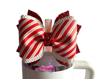 Candy Cane Bow Straw Topper, Stanley Straw Topper Christmas, Simple Modern Straw Topper, Starbucks Straw Topper, Stanley Mistletoe Twist