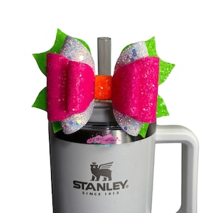 Neon Bow Straw Topper, White Neon Stanley Accessories, Stanley Straw Topper, Bows for Tumbler Cups, Neon Bows for Stanley