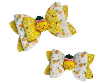Pineapple Hair Bow, Pineapple Baby Headband, Pineapple Bow, Pineapple Hair Clip, Pineapple Straw Bow Topper, Straw Bows for Tumblers