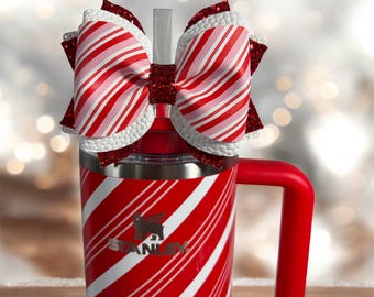 Stanley Christmas Candy Cane Twist, Strawberry Twist Bow Straw Topper, Stanley Accessories, Mistletoe Twist Bow, Simple Modern Accessories