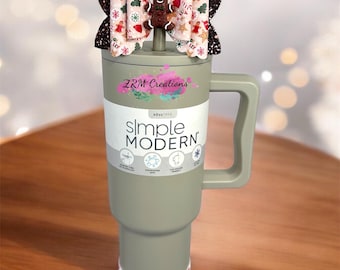 Gingerbread Stanley Straw Bow Toppers, Christmas Stanley Cup Accessories, Starbucks Christmas Bow Topper, Simple Modern Bow Cup Accessories