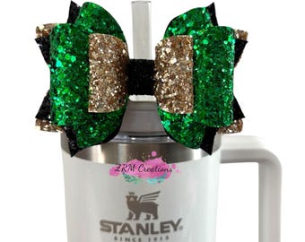 Stanley Green Wicked Bow Straw Topper, Stanley Cup Accessories, Stanley Elphaba Bow Topper, Bows for Tumblers, Simple Modern Topper