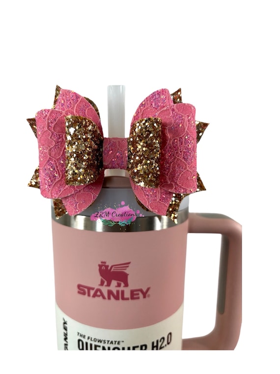 Lot De 6 Décos De Paille SHIDOW Pour Tasse Stanley - Bouchons Nœud Et Top Diamant En Silicone - Bleu, Rose, Blanc