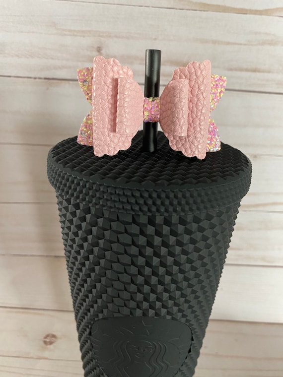 Pink Bow straw topper