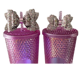 Pink Straw Bow Topper, Straw Topper, Bows for Tumblers, Bows for Starbucks Cups, Bows for Straws, Bows for Studded Starbucks Cup, Straw Bows