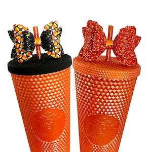 Orange Bow Straw Topper, Straw Topper for Stanley Tigerlily, Stanley Straw Topper, Straw Topper, Starbucks Straw Topper, Bows for Tumblers,