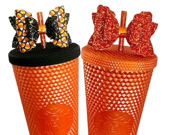 Stanley Pumpkin Spice Orange Bow Straw Topper, Stanley Tumbler Accessories, Starbucks Straw Topper, Simple Modern Bow Topper