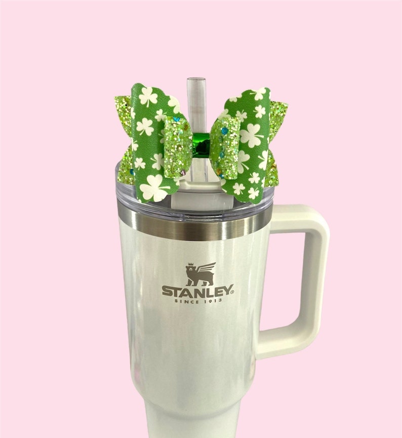 St Patricks Straw Topper, Bow Straw Topper, Stanley Straw Topper, Bows for Stanley Cups, Starbucks Straw Topper image 1