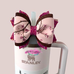Stanley Cherry Blossom Peony Bow Straw Topper, Stanley Cup Accessories, Simple Modern Accessories, Stanley Tumbler Bow Topper, Starbucks Bow