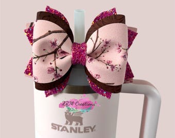 Stanley Cherry Blossom Peony Bow Straw Topper, Stanley Cup Accessories, Simple Modern Accessories, Stanley Tumbler Bow Topper, Starbucks Bow