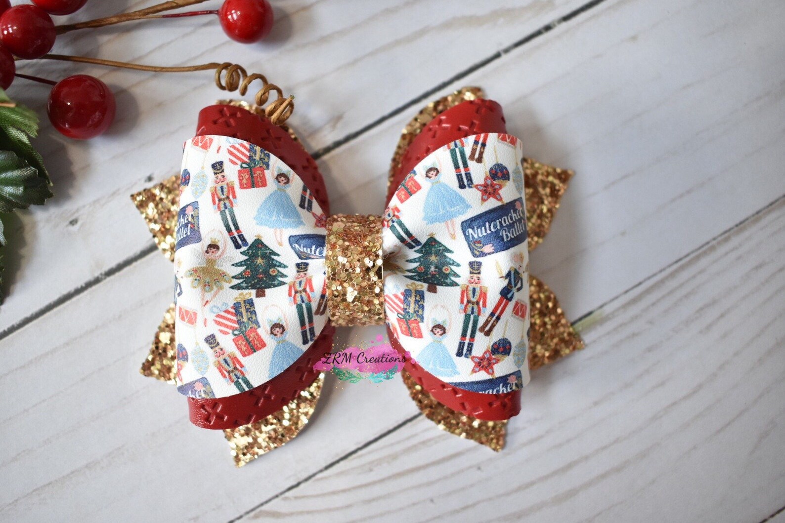 Nutcracker Hair Bow Christmas Hair Bow Nutcracker Headband Etsy