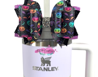 Stanley Spellcast Black Bow Straw Topper, Stanley Halloween Black Purple Bow for Tumblers, Simple Modern Bow Topper, Stanley Bat Bow