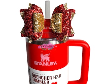 Stanley Scarlet Tinsel Accessories, Stanley Red Gold Lunar Tumbler Bow Straw Topper, Starbucks Straw Topper, Simple Modern Tumbler Toppers