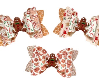 Gingerbread Hair Bow, Christmas Baby Headband, Gingerbread Bow Hair Clip, Christmas Hair Clip, Holiday Hair Bow, Christmas Bow Clip, Glitter
