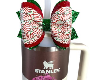 Christmas Tree Bow Straw Topper, Stanley Straw Topper, Simple Modern Straw Topper, Starbucks Straw Topper, Stanley Mistletoe Twist Bow