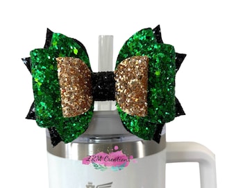 Stanley Green Wicked Bow Straw Topper, Stanley Cup Accessories, Stanley Elphaba Bow Topper, Bows for Tumblers, Simple Modern Topper
