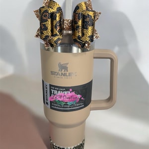 Black Gold Stanley Tumbler Straw Bow Topper, Leopard Stanley Cup Accessories, Tumbler Cup Accessories, Simple Modern Cup Accessories, Bow