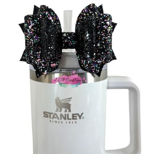 Stanley Midnight Glitz Straw Bow Topper, Stanley Cup Accessories, Glitter Tumbler Topper, Simple Modern Straw Topper, Starbucks Bows