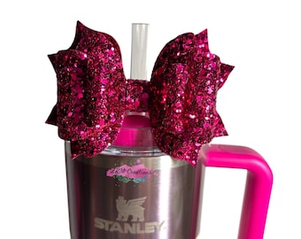 Stanley Cherry Blossom, Fuchsia, Peony, Azalea Bow Straw Topper, Stanley Cup Accessories, Simple Modern Accessories, Bows