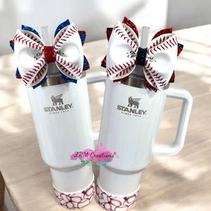 Stanley Baseball Straw Bow Topper, Baseball Mom Gifts, Stanley Baseball Accessories, Starbucks Bow Topper, Simple Modern Trek Bow Topper
