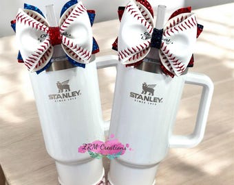 Stanley Baseball Straw Bow Topper, Baseball Mom Gifts, Stanley Baseball Accessories, Starbucks Bow Topper, Simple Modern Trek Bow Topper