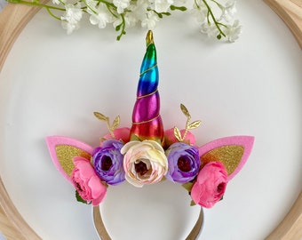 Unicorn Headband, Rainbow Unicorn Headband, Unicorn Headband for Girls,  Unicorn Headband Adult, Baby Unicorn Headband, Rainbow Headband