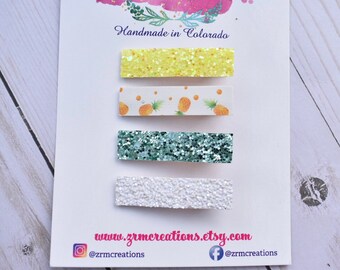 Pineapple Hair Clips, Pineapple Hair Bow, Pineapple Bow, Pineapple Bar Clips, Pineapple Party Favors, Pineapple Accessory