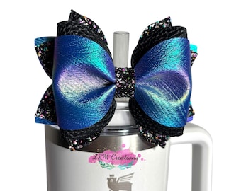 Stanley Chroma Accessories Bow StrawTopper, Black Purple Stanley Straw Bow Topper, Stanley Cup Accessories, Simple Modern Bow Topper