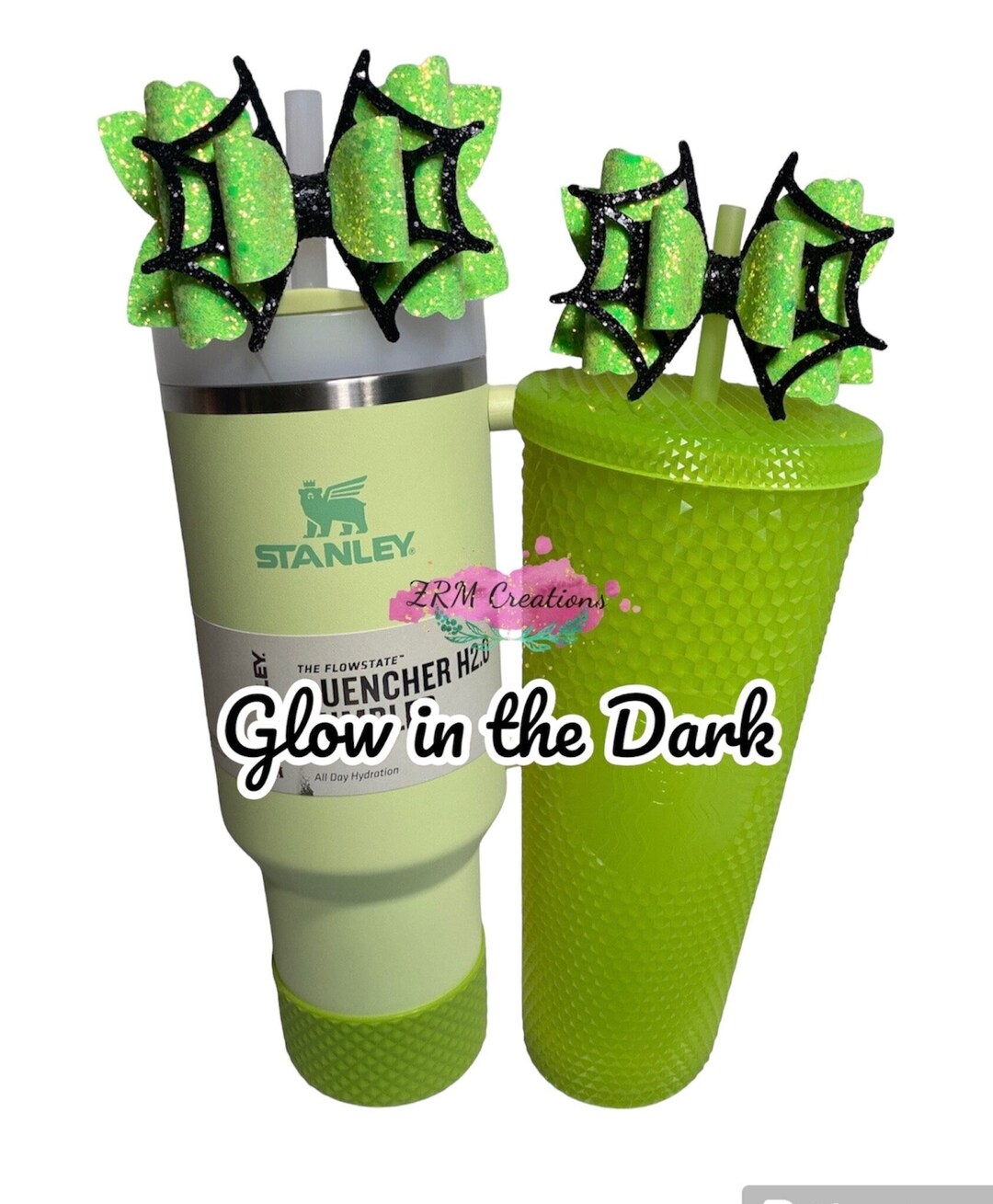 Green Straw Topper Bow Straw Topper for Starbucks Slime Glow Etsy