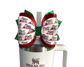 Christmas Elf Bow Straw Topper, Stanley Christmas Topper, Simple Modern Straw Topper, Starbucks Straw Topper, Stanley Mistletoe Twist Bows