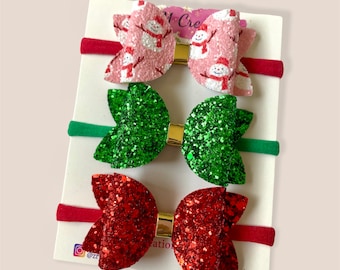 Christmas Hair Bows, Christmas Headband Baby, Green Christmas Hair Bow, Christmas Hair Clip, Red Christmas Hair Bow, Santa Headband Baby