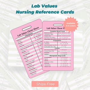 Lab Value Nursing Reference Cards | Nursing Badge Cards | Vertical