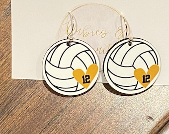 Personalized Volleyball earrings, Gameday earrings, volleyball mom