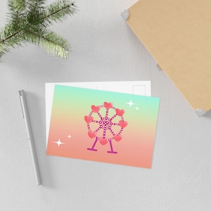Carte postale, joli coucher de soleil pastel sur le parc, ensemble de cartes postales d'art, ensemble de papeterie, cartes postales de voyage, décoration murale, projet artistique DIY