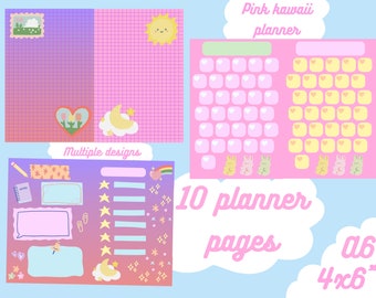 Kawaii cute planner printable download daily weekly monthly student work planner pages