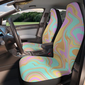 Vibrant Polyester Car Seat Covers, Colorful Car Accessories, Boho Car Decor, Unique Seat Protectors, Gift for Car Lovers