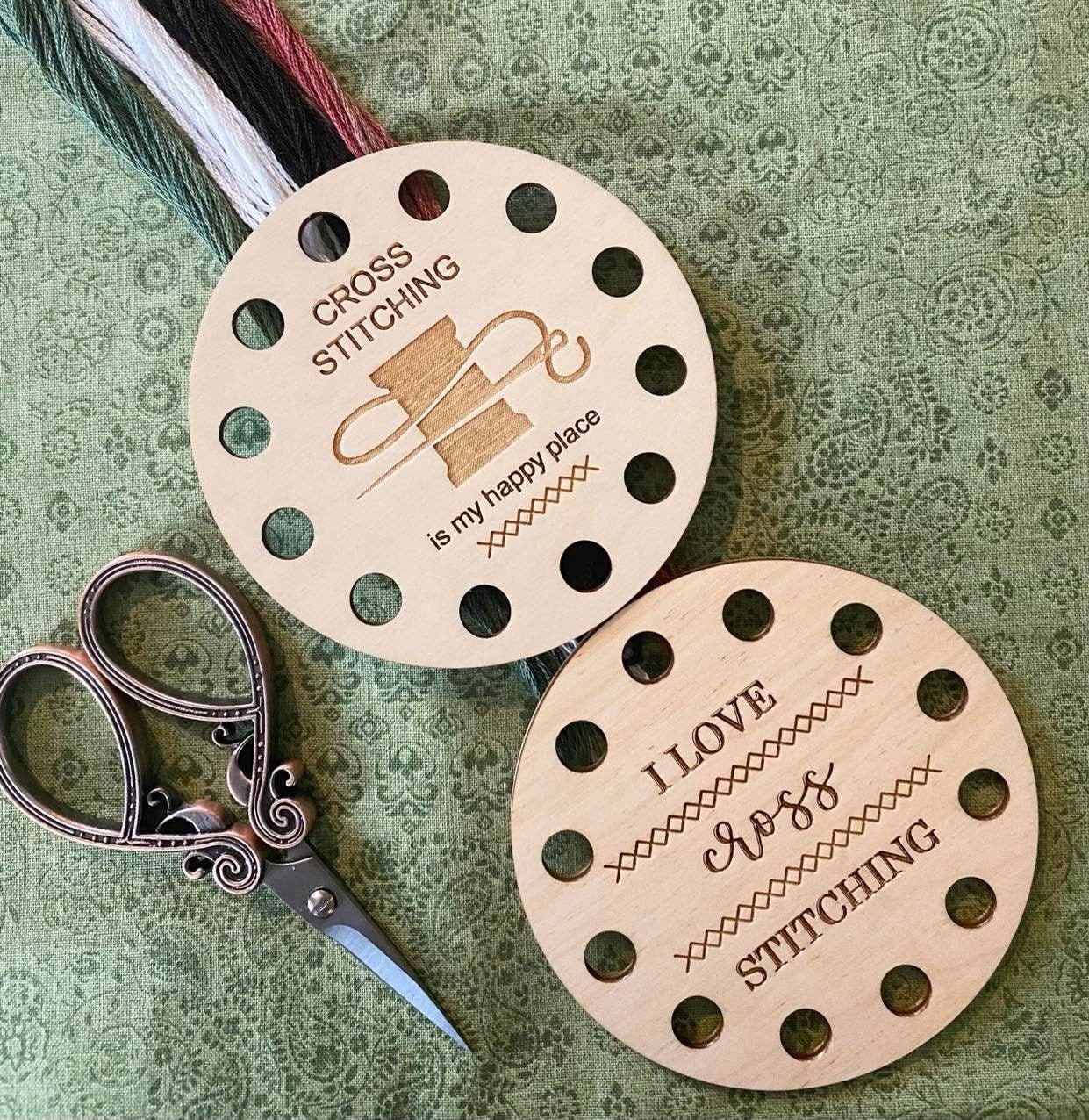 NEW TO SHOP Set of 2 Wooden Cross Stitching Floss Rings Etsy