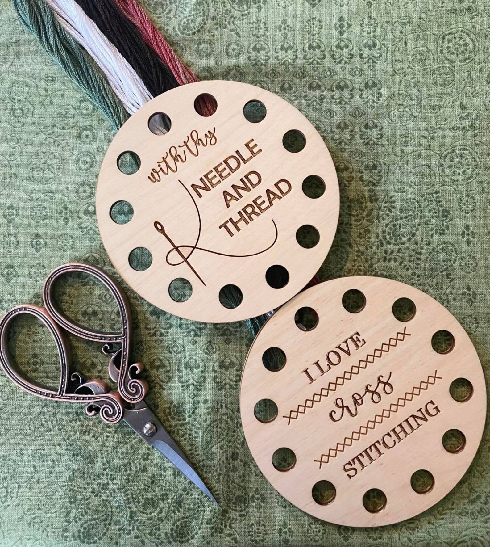 NEW TO SHOP Set of 2 Wooden Cross Stitching Floss Rings Etsy