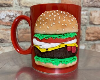 Hamburger mug, Food 3d decor, Cheeseburger Mug, Food Burger mug, mug fast food, cup food