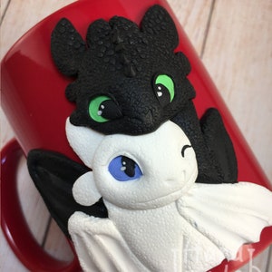 Dragons in Love mug, Night and Light dragon, Black Dragon mug