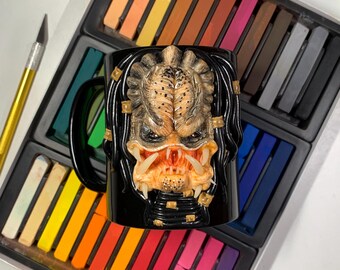 Predator Mug, Cup With Predator, Realistic Predator, Polymer Clay